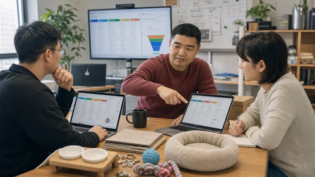 眼镜蛇和团队讨论 AI CRM 外贸自动化工作流