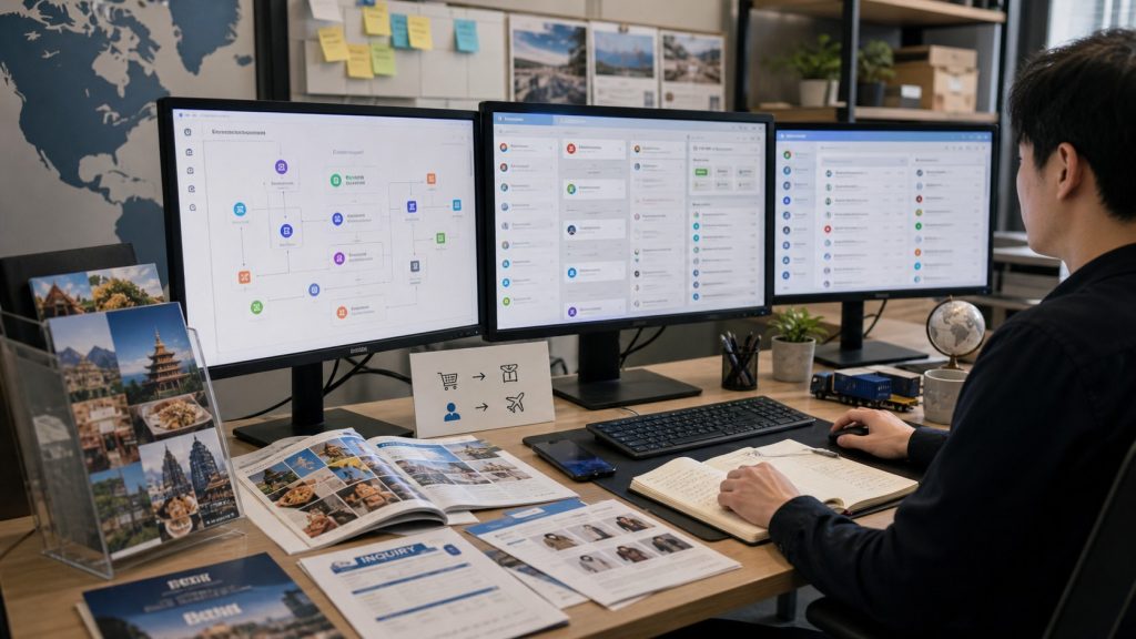多个端侧线索统一进入 AI CRM 工作流概念图