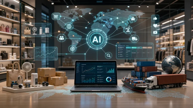AI 外贸系统连接义乌跨境电商、产品供应链、全球物流和客户管理